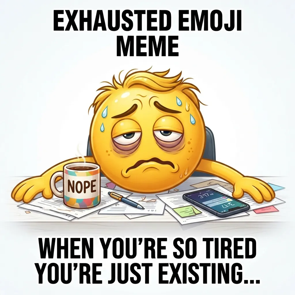 What does exhausted emoji meme mean in texting and chat?